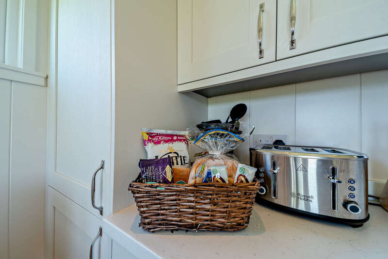 Basket with a range of food items